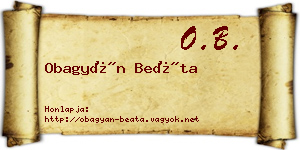 Obagyán Beáta névjegykártya